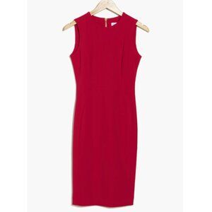 Calvin Klein Red Sleeveless Sheath Dress with Gold Zipper Size 4